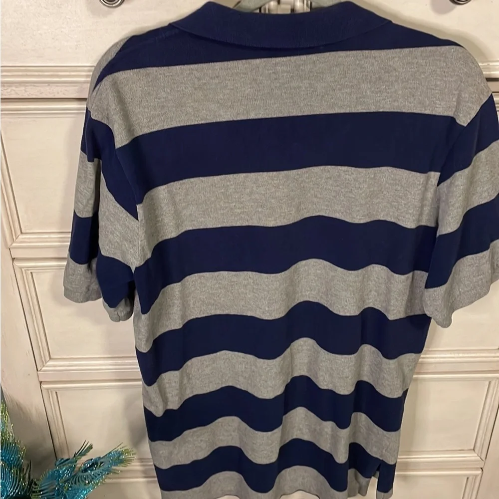 Men's Polo Golf Ralph Lauren Blue & Gray Striped Polo Shirt 100% Cotton